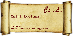Csiri Luciusz névjegykártya